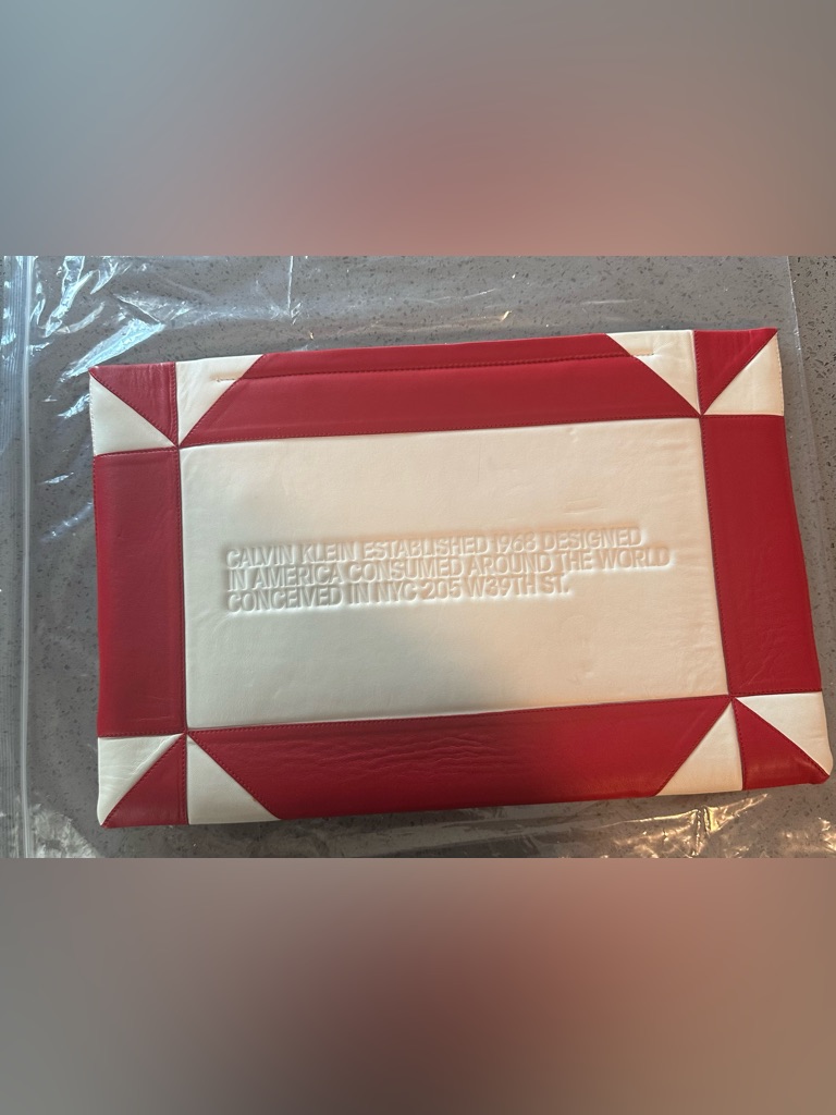 Calvin Klein 205w39nyc Red And White Leather Clutch Unisex